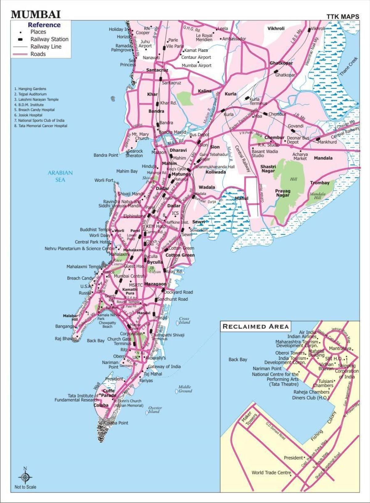 karta över staden Bombay