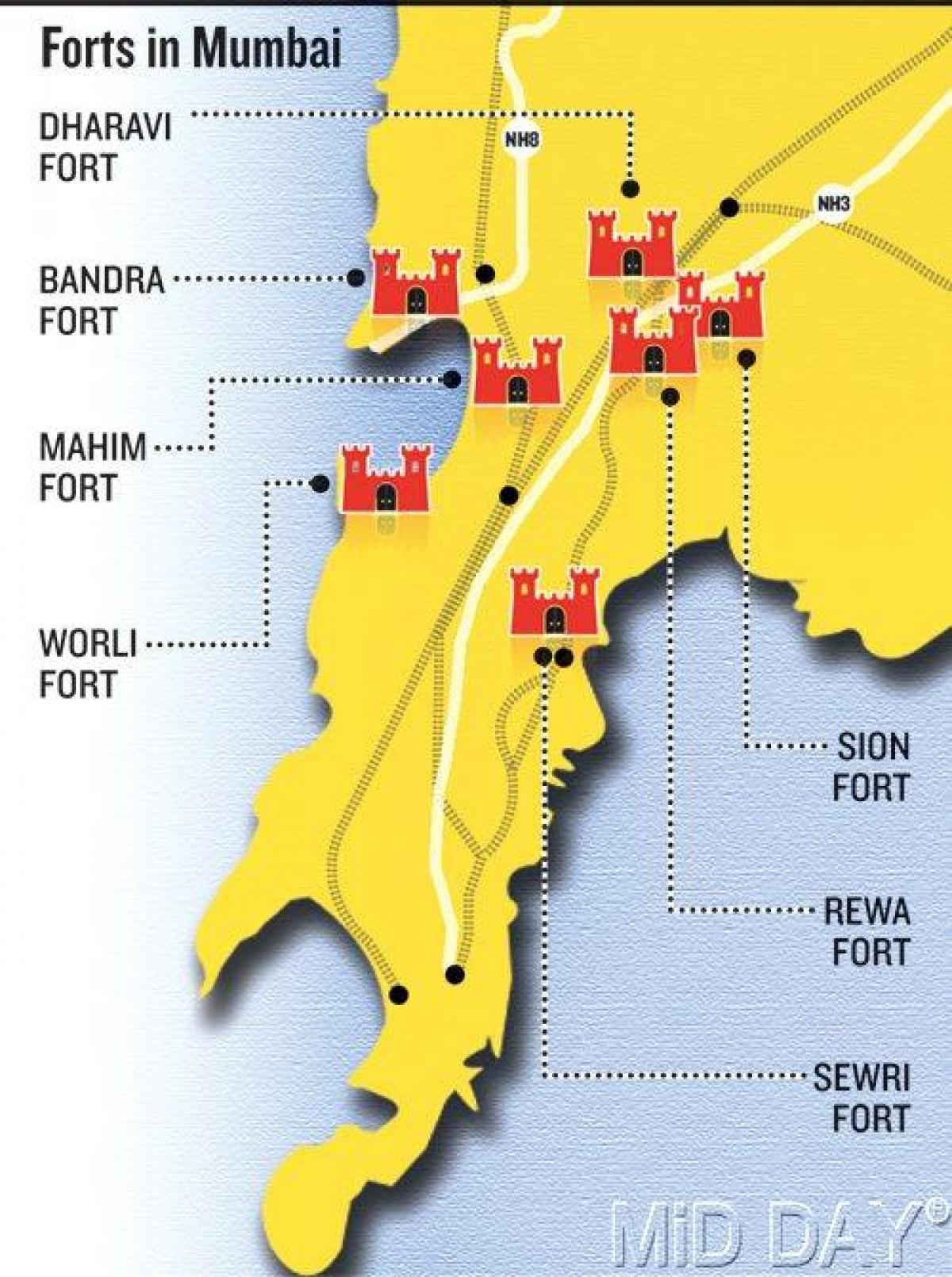 Mumbai fort karta över området
