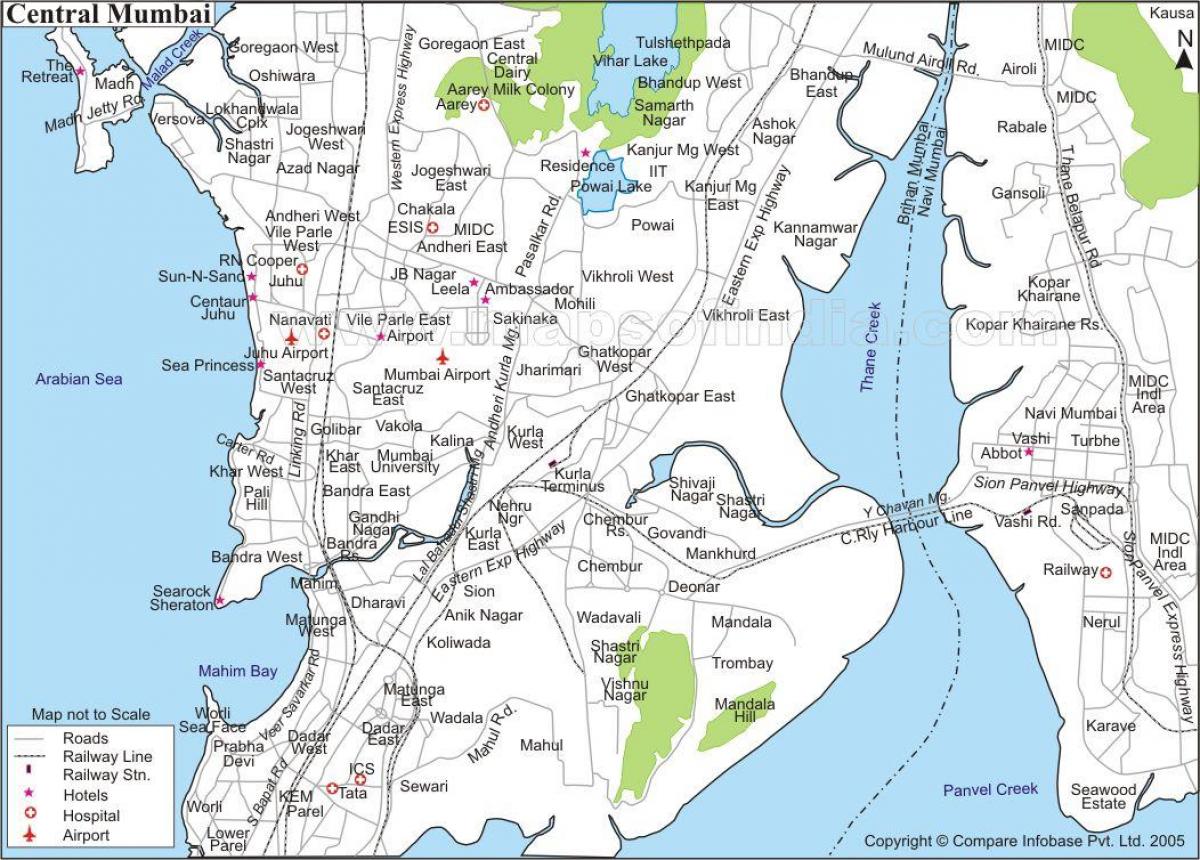 karta över centrala Mumbai