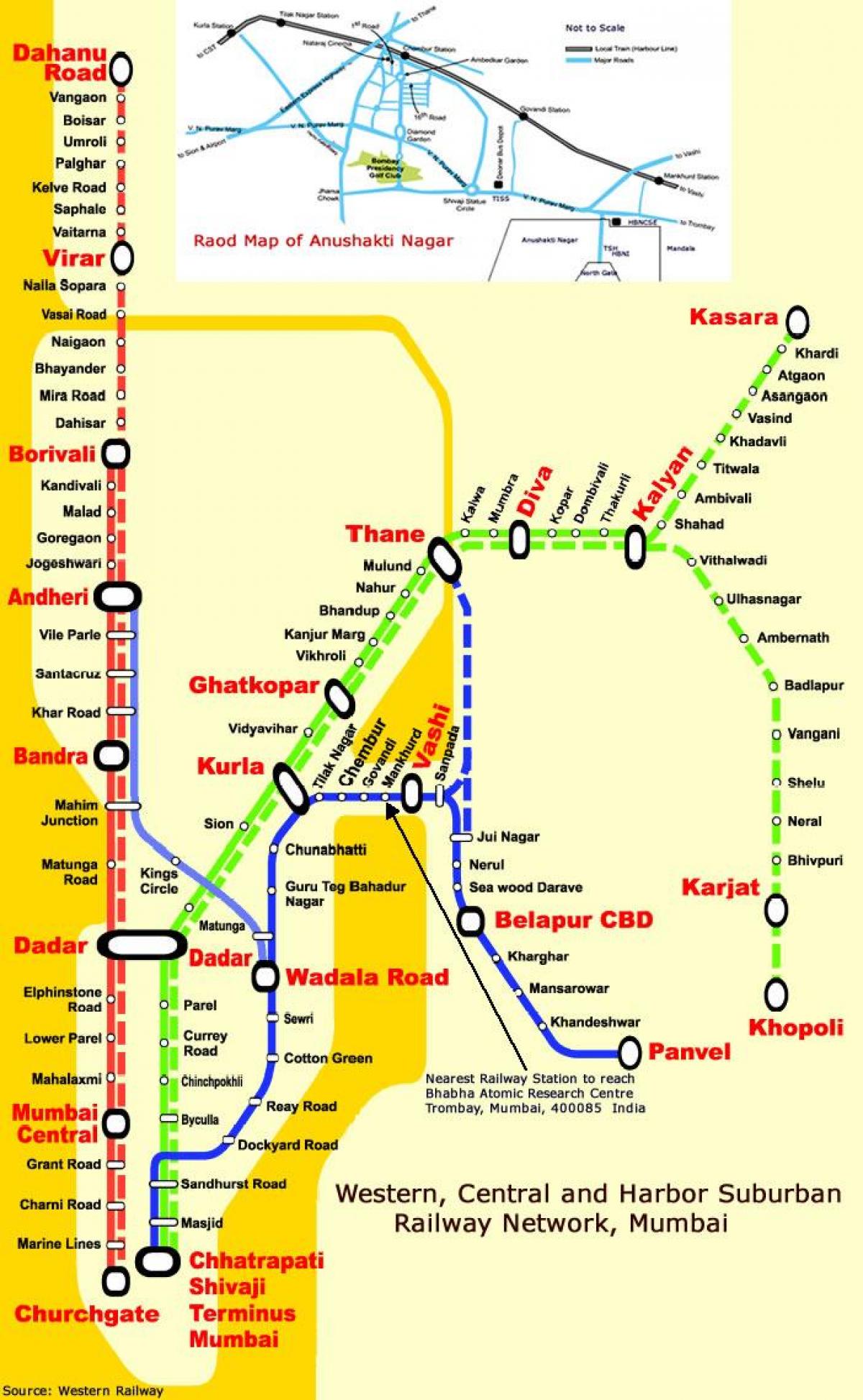 mumbai karta Mumbai central linje karta   Mumbai central line stationer karta  mumbai karta