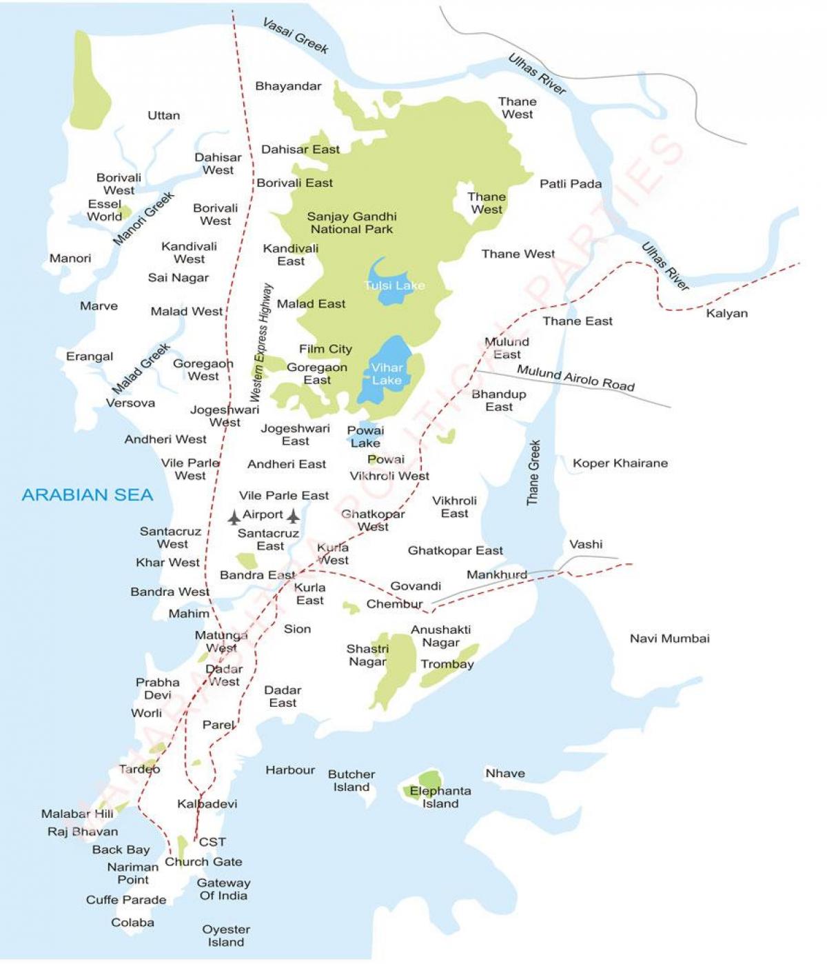 Mumbais förorter karta