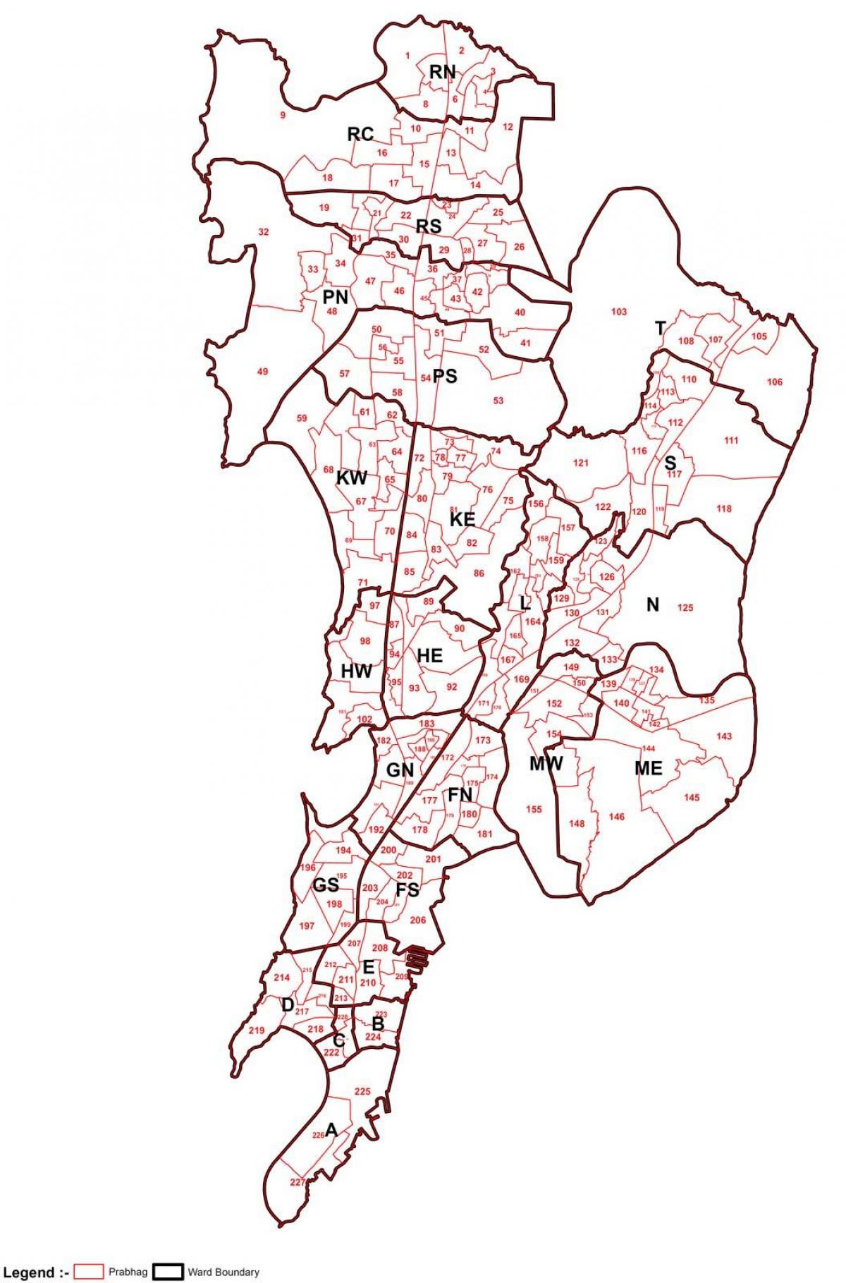 ward karta över Mumbai