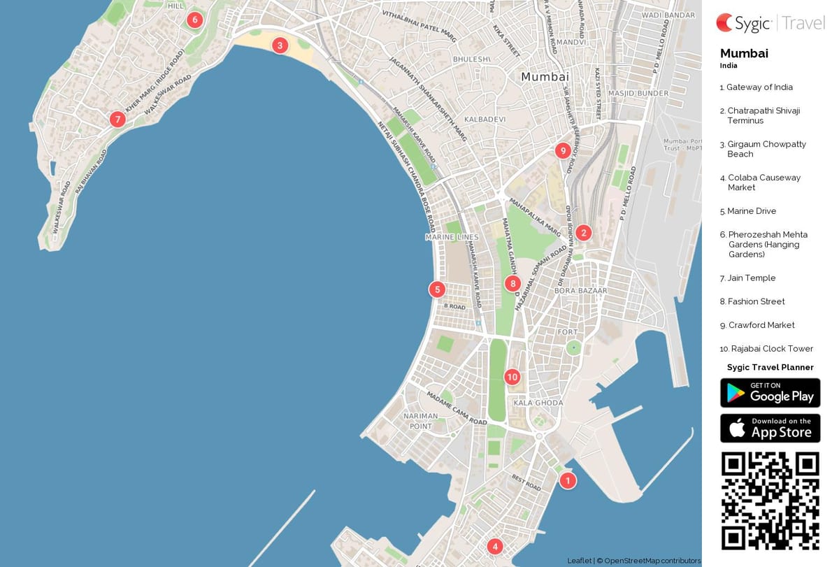 karta över södra Bombay