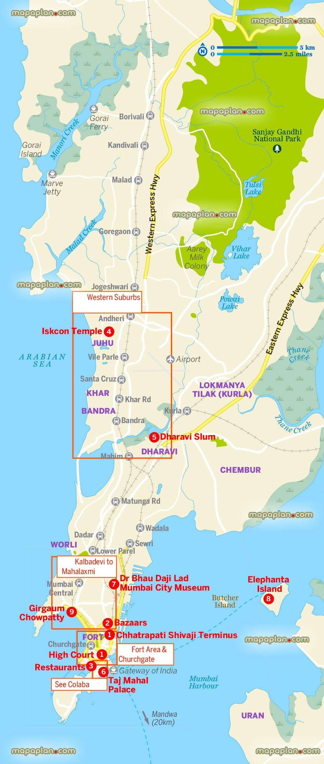karta över större Mumbai
