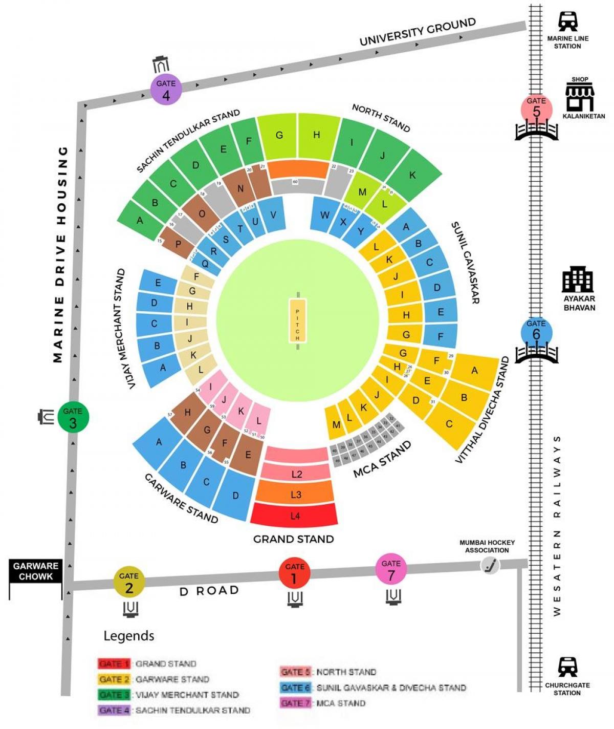 karta över Wankhede-stadion