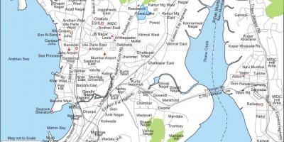Karta över centrala Mumbai
