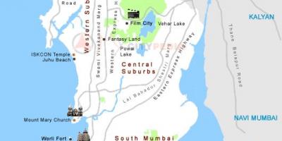 Karta över Mumbai turist platser